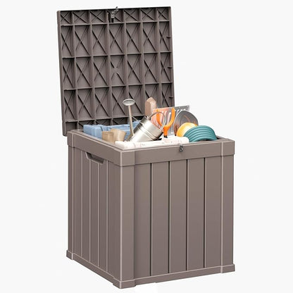50 Gallon Resin Deck Box Outdoor Storage Box for Patio Furniture,Outdoor Cushions,Garden Tools and Pool Supplies,Waterproof,Lockable(Grey,50Gallon)