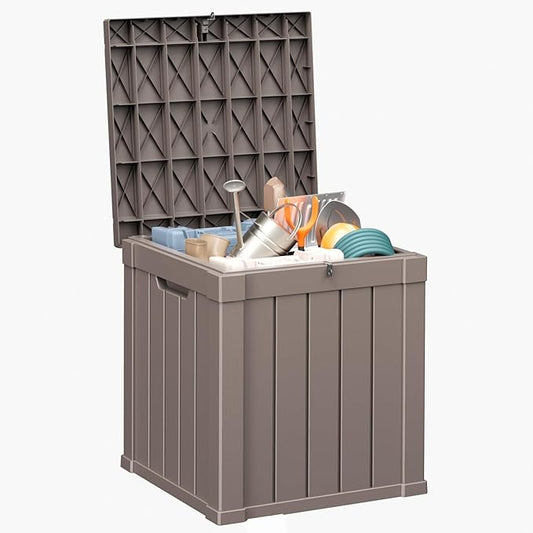 50 Gallon Resin Deck Box Outdoor Storage Box for Patio Furniture,Outdoor Cushions,Garden Tools and Pool Supplies,Waterproof,Lockable(Grey,50Gallon)