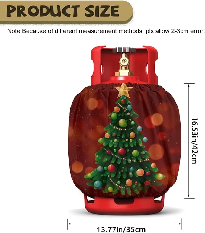 Xmas Tree Propane Tank Cover 20lb Weather Resistance Gas Tank Cylinder Cover for Outdoor Camping Yard Waterproof Grill Accessories Gift for Christmas