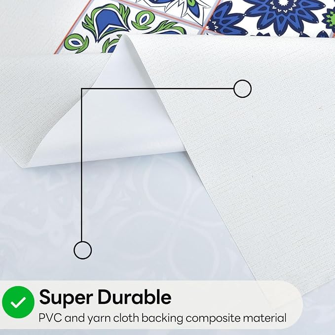 Wipeable Waterproof Tablecloth Vinyl Tablecloths for Rectangle Tables Heavy Duty PVC Tablecloth for Kitchen Dining Table(Flowers-3, 54'' x 78'')