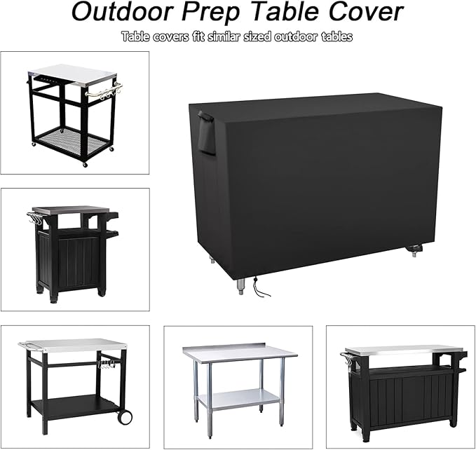Outdoor Prep Table Cover 32 Inch,Waterproof Patio Outdoor Stainless Steel Metal Grill BBQ Table Cart Cover Dustproof Windproof All Season Pretection for Outdoor Table - 32 x 20 x 44 Inch