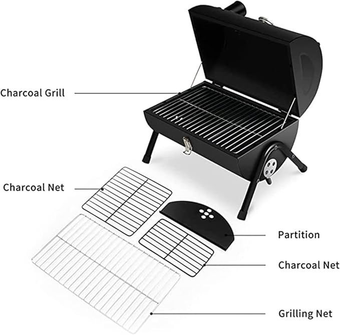 Camping Barbecue Grill Portable Charcoal Grill Stainless Steel Tabletop BBQ Grill for Outdoor Cooking Picnic Barbecue Charcoal Grill