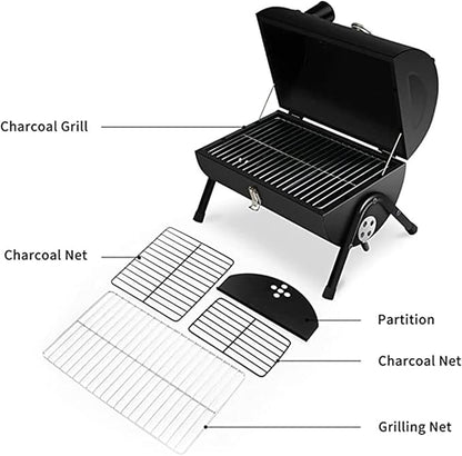 Camping Barbecue Grill Portable Charcoal Grill Stainless Steel Tabletop BBQ Grill for Outdoor Cooking Picnic Barbecue Charcoal Grill