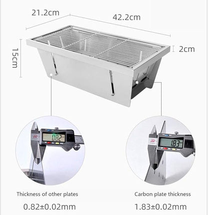 Portable Charcoal Grill BBQ Grill, Stainless Steel Foldable Charcoal Barbecue Smoker BBQ Garden BBQ with Height Adjustable Charcoal Tray, for Maximum Cooking Control,Adjustment