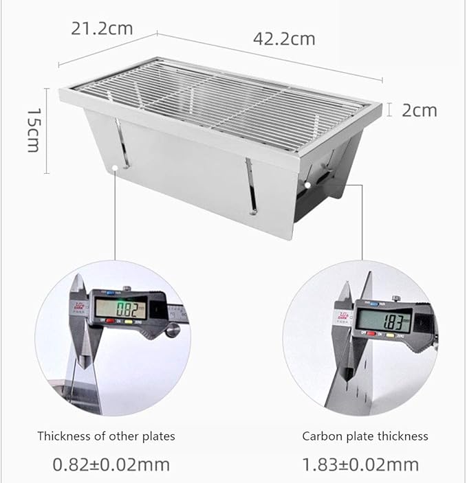 Portable Charcoal Grill BBQ Grill, Stainless Steel Foldable Charcoal Barbecue Smoker BBQ Garden BBQ with Height Adjustable Charcoal Tray, for Maximum Cooking Control,304 Material Adjustment