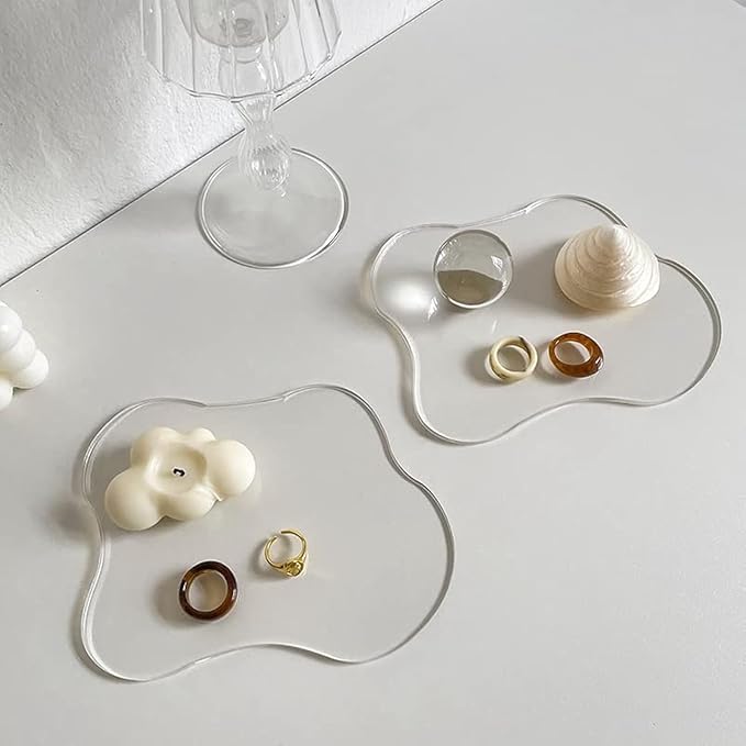 Set of 2 Acrylic Cup Coaster,Ins Irregular Coaster,Acrylic Drink Coasters for Dining Room Living Room Patio Coffee Table (Clear)