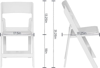 Flash Furniture Hercules Tucker Commercial White Resin Folding Chair - Lightweight, Vinyl Padded Removable Seat, Indoor Outdoor Use, Event & Wedding Ready, Set of 4