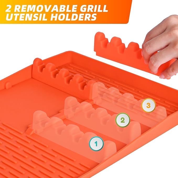 Silicone Griddle Mat Barbeque,Grill Accessories Tools for Blackstone,Blackstone Griddle Accessories,Grill Side Shelf Mat,Spatula Mat for Griddle for Kitchen,Cooking,Countertop（Orange）