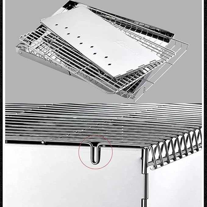 BBQ Grill Barbeque Grill Charcoal Grill Barbecue Portable BBQ Stainless Steel Folding BBQ Camping Grill for Cooking Small Grill Barbeque Grill for Camping (A)