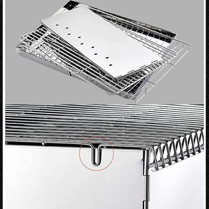 BBQ Grill Barbeque Grill Charcoal Grill Barbecue Portable BBQ Stainless Steel Folding BBQ Camping Grill for Cooking Small Grill Barbeque Grill for Camping (A)