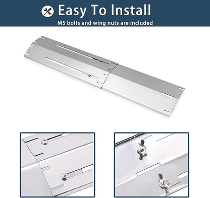 Universal replacement heavy duty adjustable heat plate shield,Burner cover,Flavorizer bar,heat Tent,Flamer tamer for gas grill models,Extends from 11.75"up to 21"L (304 Stainless Steel, 6 Pack)