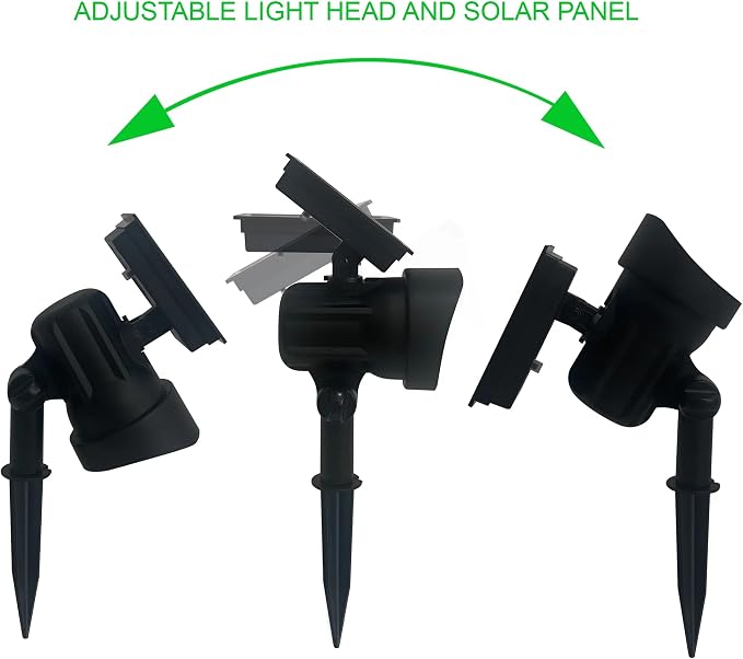 2-Pack Solar Powered Black LED Landscape Spot Lights – 30 Lumens, Warm White, Auto Dusk-to-Dawn, Outdoor Use