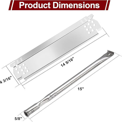 Hiorucet Thermometer & Grill Parts for Nexgrill Replacement Parts 5 Burner 720-0882A, 720-0896, Heat Plates, Burner Tubes, Igniter and Temperature Gauge for Nexgrill Evolution Infrared Plus 5-Burner.