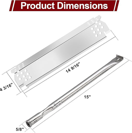 Hiorucet Thermometer & Grill Parts for Nexgrill Replacement Parts 5 Burner 720-0882A, 720-0896, Heat Plates, Burner Tubes, Igniter and Temperature Gauge for Nexgrill Evolution Infrared Plus 5-Burner.