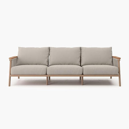Acanva Modern All-Weather Aluminum Outdoor Patio Sofa with Thick Cushions, Olefin Fabric Sunroom Backyard Furniture, Couch Light Khaki