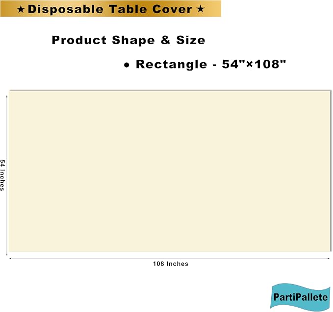 3-Pack Premium Plastic Ivory Tablecloth Disposable 54" x 108" Rectangle Cream Table Cover PEVA Party Milky Off White Table Cloths for Birthday Wedding Engagement Bridal Shower Banquet