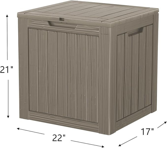 35 Gallon Lockable Resin Outdoor Storage Box, Waterproof & Weather Resistant Deck Box for Patio Cushion, Garden Tools & Pool Accessories, Grey