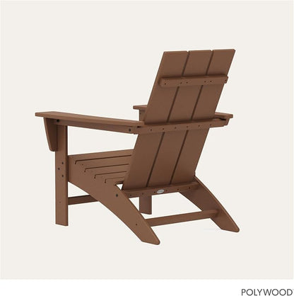 POLYWOOD Modern Adirondack Chair – All-Weather Outdoor Lawn Adirondack Chairs – HDPE, Fade-Resistant & Durable Outdoor Furniture – For Patio, Deck & Fire Pit Chairs – Teak Brown