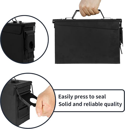 GUGULUZA Metal Ammo Can 30 50 Cal, Waterproof Airtight Ammo Containers Case | Heavy-Duty Ammunition Storage Case Military Container, Lockable Box w/Flip Top for Long-Term Storage Bullet, 30Cal and 50 Cal