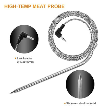 2 Pack Replacement Part for Camp Chef Meat Probes, Smoker Grill Temperature Sensor, Pellet Grills Accessories with Stainless Steel Probe Clip 2 PCS