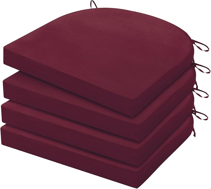 HARBOREST Outdoor Chair Cushions Set of 4, Water Resistant Patio Chair Cushions with Ties, Outdoor Seat Cushions for Patio Furniture, 17"x16"x2", Burgundy