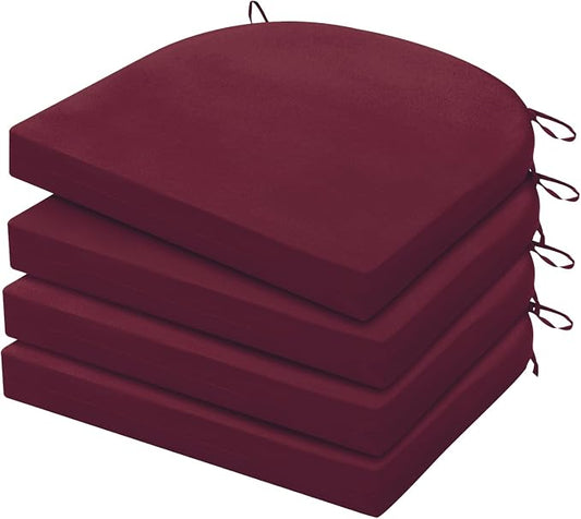 HARBOREST Outdoor Chair Cushions Set of 4, Water Resistant Patio Chair Cushions with Ties, Outdoor Seat Cushions for Patio Furniture, 17"x16"x2", Burgundy