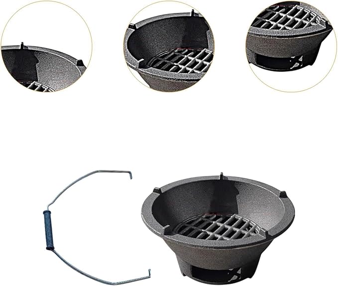 Portable Charcoal Grill, BBQ Grill, Mini Japanese Cast Iron Tabletop Furnace for Party Camping Patio Outdoor Backpacking, 20cm