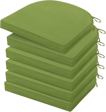 HARBOREST Outdoor Chair Cushions Set of 6, Water Resistant Patio Chair Cushions with Ties, Outdoor Seat Cushions for Patio Furniture, 17"x16"x2", Grass Green