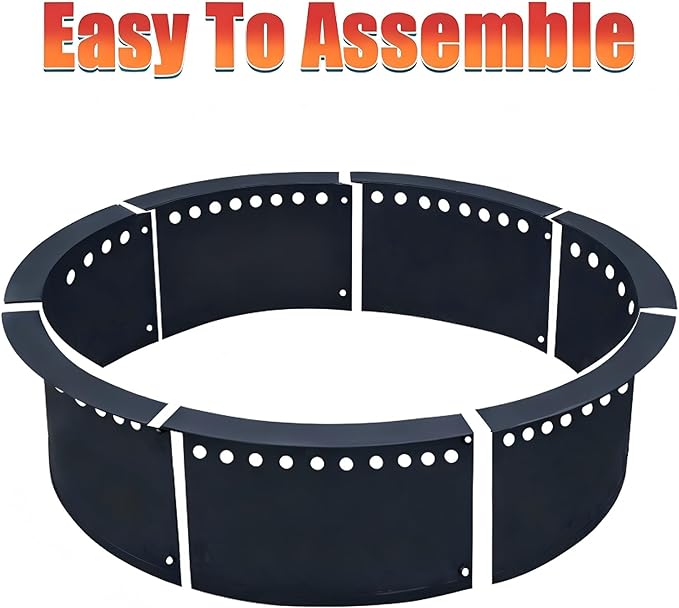 SoulMate Outdoor 35-Inch Outer/31-Inch Inner Fire Pit Ring Smokeless,Duty Solid Metal Steel Round Firepit Rim Insert for DIY Fire Pits, Outdoor Above or In-Ground, Camping Garden Patio Backyard.