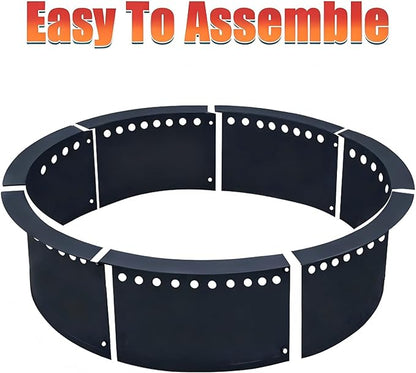 SoulMate Outdoor 35-Inch Outer/31-Inch Inner Fire Pit Ring Smokeless,Duty Solid Metal Steel Round Firepit Rim Insert for DIY Fire Pits, Outdoor Above or In-Ground, Camping Garden Patio Backyard.