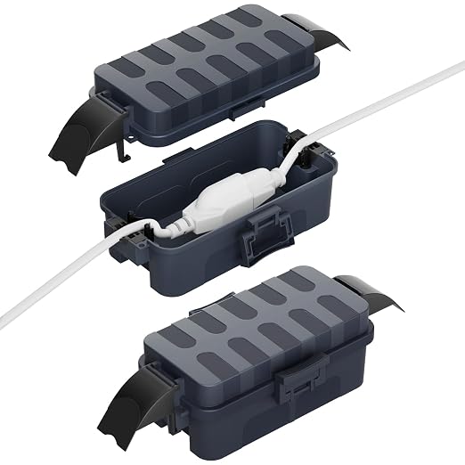 Flemoon 2 Pack IP55 Small Outdoor Electrical Box Waterproof for Power Strip | Inner 5.9 x 3.2 x 1.8inch, Extension Cord Cover with Detachable Awning Covers for Plug, Outlet, Holiday Lights, Gray