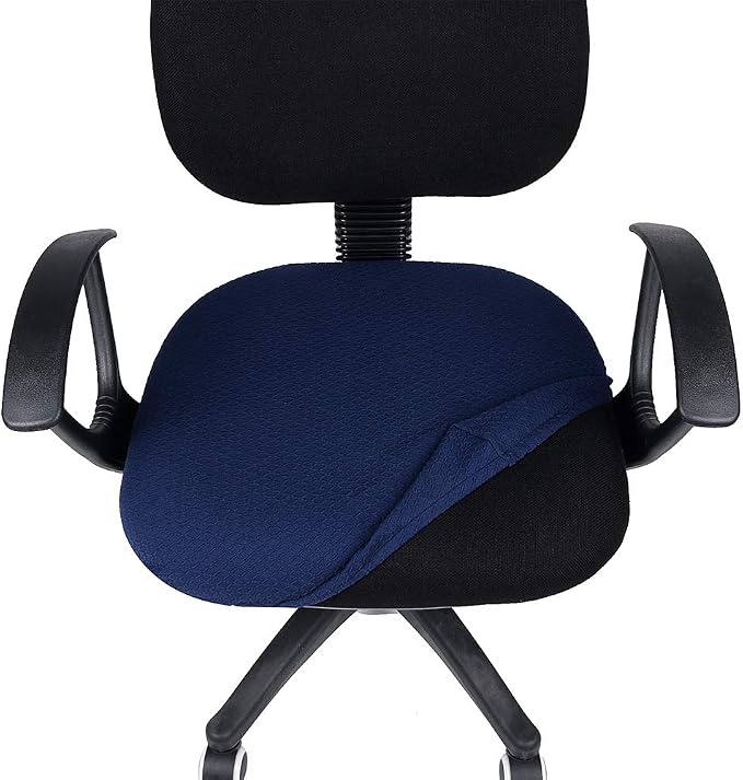 Smiry Office Computer Chair Seat Covers for Desk, Anti-dust Protector | Stretch Jacquard Removable Washable Desk Chair Seat Cushion Protectors, Navy Blue