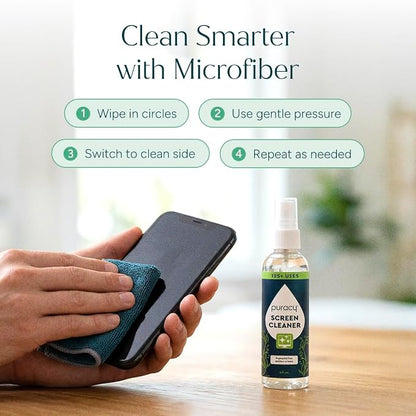 Puracy Screen Cleaner with Microfiber Cloth – All Purpose Phone, Laptop, Computer, TV Screen Cleaner for Smart TV, Streak-Free and Fingerprint-Free (4 oz, Free & Clear)