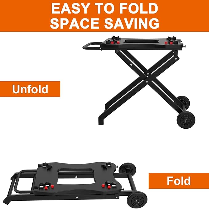 Portable Grill Cart for Weber Q100 Q1000 Q120 Q1200 Q200 Q2000 Q2200 Series Grills, BBQ Folding Grill Stand for Q1400 Q2400 Electric Grills, Grill Table Replace for Weber Q Portable Cart