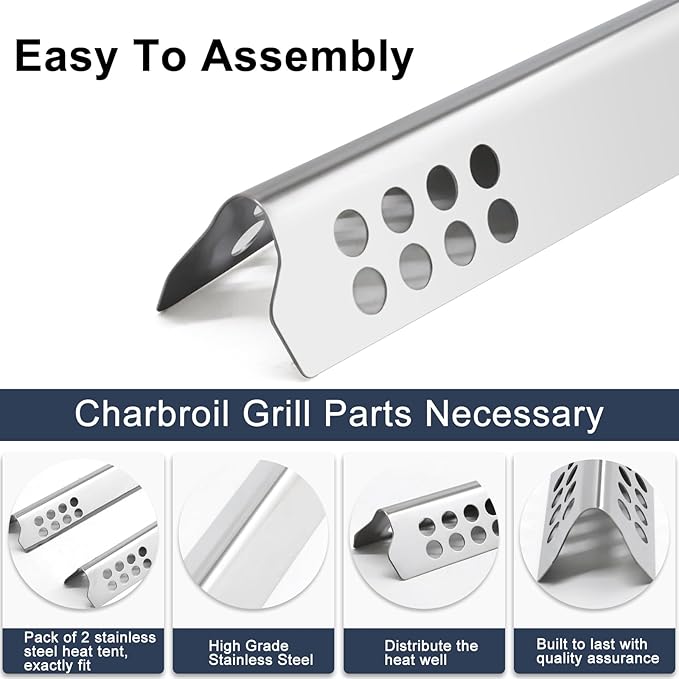 Criditpid Grill Replacement Parts for Charbroil TRU-Infrared 463245518, Stainless Steel Heat Plate Shields, Burner Tubes, Crossover Tube and Grill Ignitors for Char-Broil Signature 463246118.