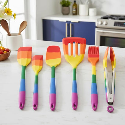 Cooking With Pride Non-Stick Scraper Spatula, Heat-Safe Silicone With Iron Core, 10.75-Inch, Set of 2