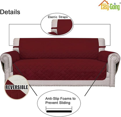 Easy-Going Reversible Couch Cover, Oversized Chair, Christmas Red/Ivory | Machine Washable Slipcover For Dogs, Water Resistant Furniture Mat For Living Room, Non-Slip Sofa Cover, Pet Friendly
