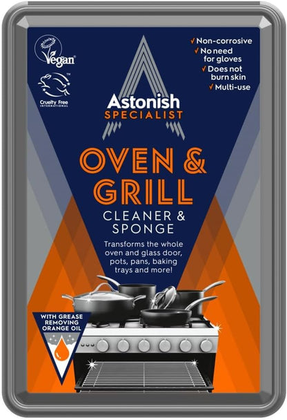 Astonish Oven & Grill Cleaner Paste with Sponge, Orange Oil, 8.8oz