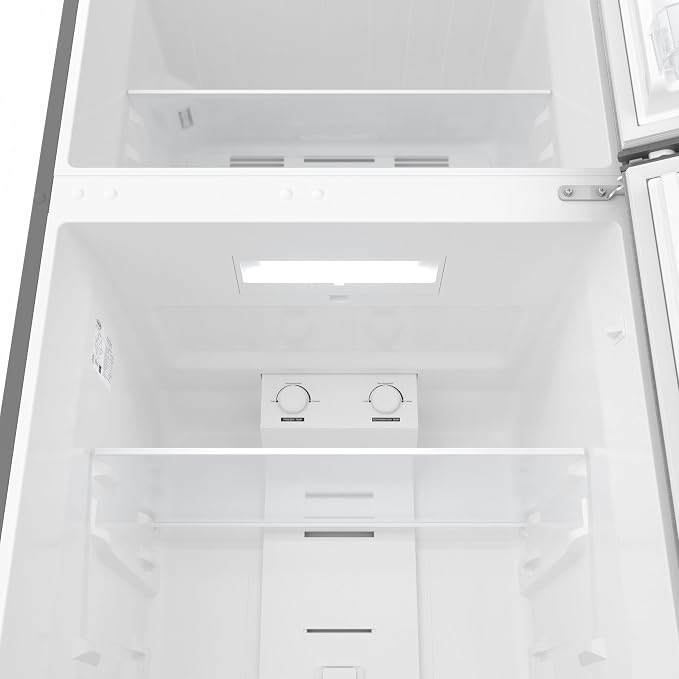 KoolMore 28 Inch 14 Cu Ft Top Freezer Refrigerator, Stainless Steel, Freestanding Full Size Fridge Freezer for Home Kitchen or Garage