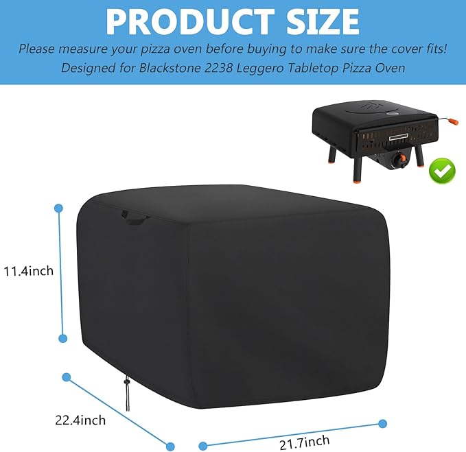 Pizza Oven Cover for Blackstone 2238 Leggero Tabletop Outdoor Pizza Oven Oven, 600D Heavy Duty Waterproof Pizza Oven Grill Accessories