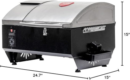 USSC Grills USG295SS Stainless Steel Portable Tabletop Wood Pellet Grill,silver,black