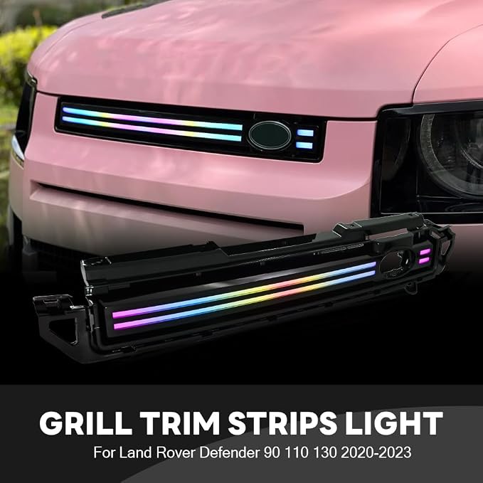 Color Shift Grille Lights for 2020-2024 Land Rover Defender 90 110 130 Front LED Grill Trim Strips Lighting Accessories