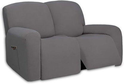 PureFit Super Stretch Loveseat Recliner Sofa Couch Cover with Pocket | 2 Seats Non Slip Soft Sofa Slipcover, Washable Reclining Furniture Protector for Pets (Recliner Loveseat, Light Gray)