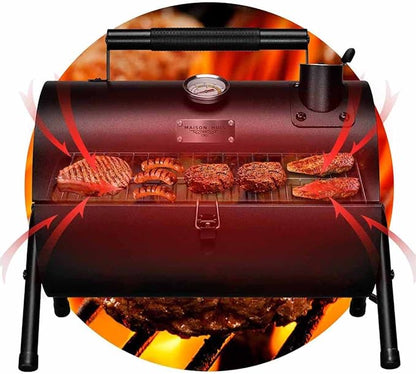 MAISON HUIS Small Charcoal Grill, Portable Tabletop BBQ Smoker for Outdoor Camping,Mini Grill for Tailgating, Hiking & Picnic, (Black)