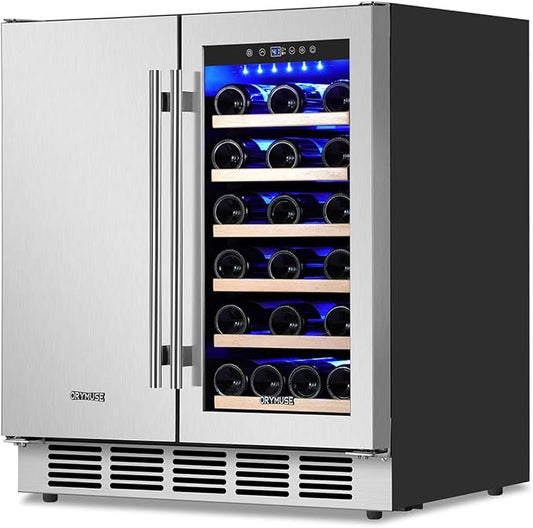 ORYMUSE 30" Stainless Steel Wine & Beverage Refrigerator - Dual Zone, Built-in/Freestanding with Upgraded Cooling - 30 Bottles & 110 Cans Capacity