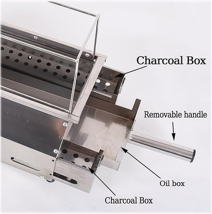 Portable charcoal grill, stainless steel grill, outdoor charcoal grill for garden outdoor cooking barbecue camping picnic