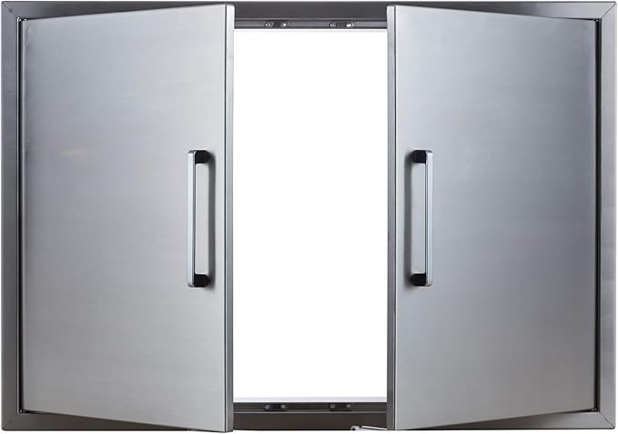 Outdoor Kitchen Doors Stainless Steel,33" W by 23" H Double Access Door,Flush Mount for Outdoor Kitchen and BBQ Island