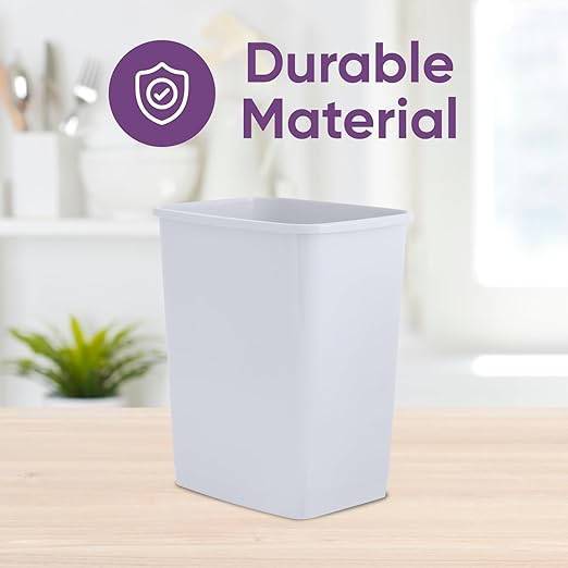 Superio Small 2.5 Gallon Plastic Trash Can, Waste Bin for Under Desk, Office, Bedroom, Bathroom- 10 Qt, (White Smoke)