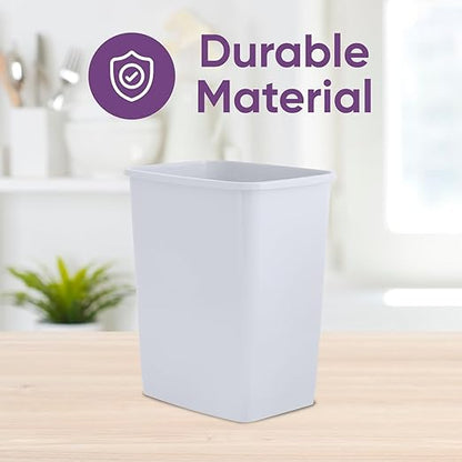 Superio Small 2.5 Gallon Plastic Trash Can, Waste Bin for Under Desk, Office, Bedroom, Bathroom- 10 Qt, (White Smoke)