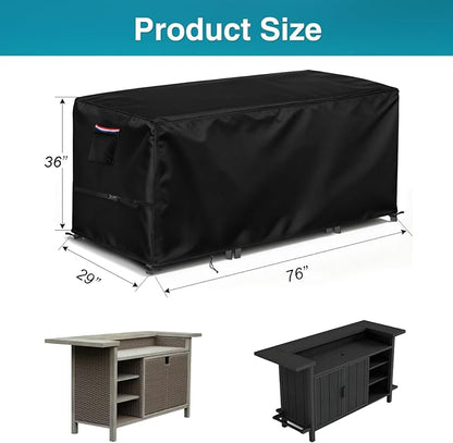 TheElves Patio Table Cover 76"Lx29"Wx36"H for Domi Outdoor Bar Table | Waterproof Dustproof Weather Protection Outdoor Table Cover for Prep Table, Side Table, Grill Cart, Bar Cabinet, Dining Table